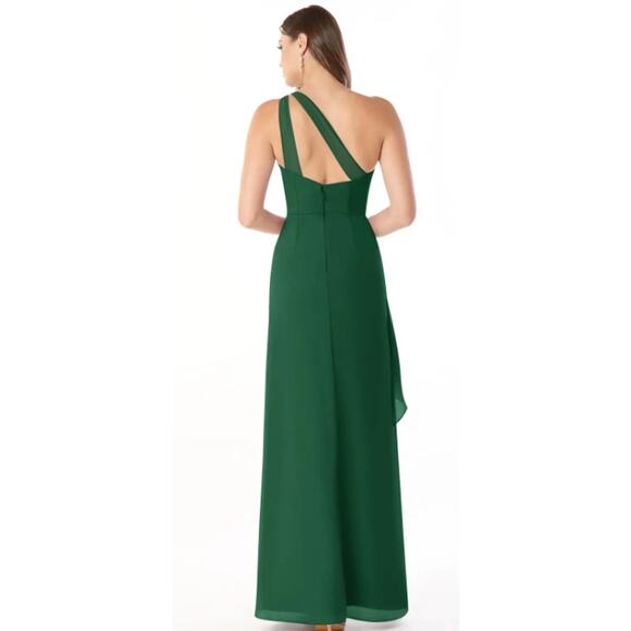 Azazie Green One Shoulder Dress - Picture 2 of 14